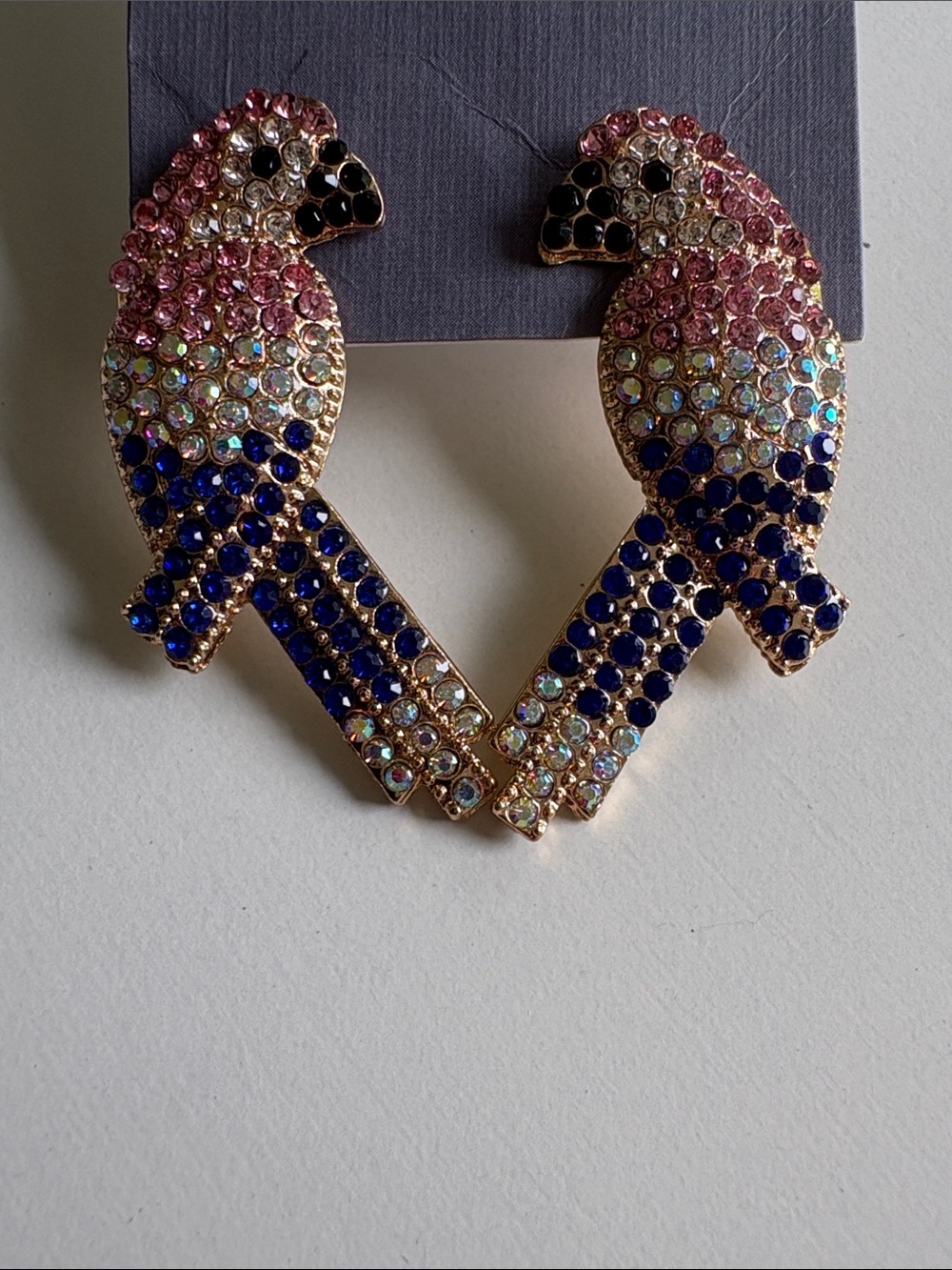 Crystal Parrot Brooch Pair - Pink & Blue Sparkle